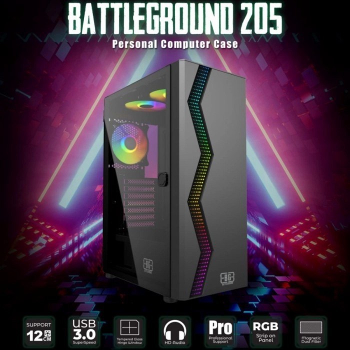 Simbadda Battleground 205 RGB Tempered Glass Mid Tower Gaming Casing