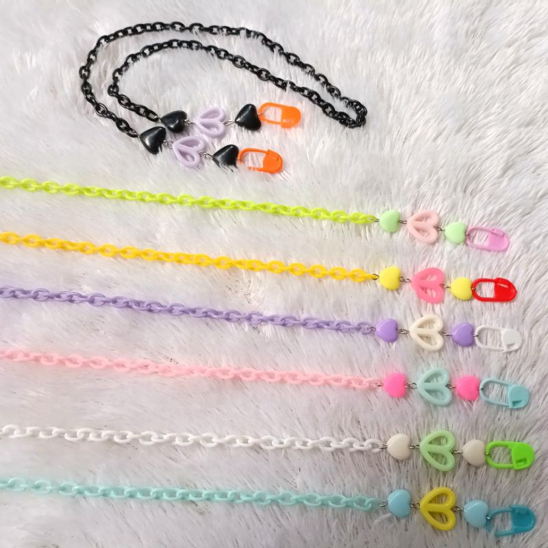 COD Strap Masker Rantai Import GRATIS GANTUNGAN HP / kalung masker manik love / Tali hp manik