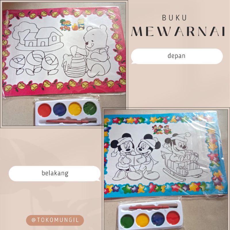

BUKU GAMBAR & SKETSA | BUKU MEWARNAI ANAK | MINI THE POOH & MIKYMOUSE