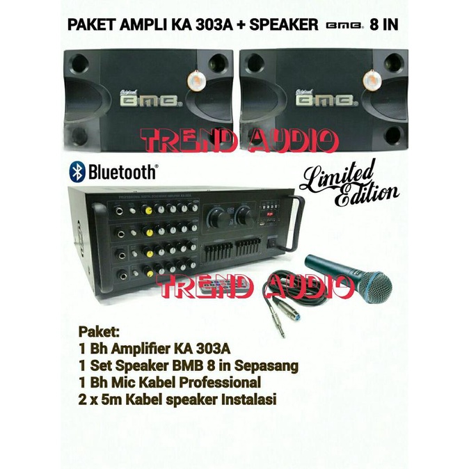 paket karaoke BMB 8in, amplifier linkmaster KA-303A