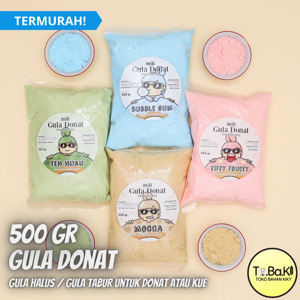Gula Donat Aneka Rasa / Gula Donat Dusting / Gula Tabur Donat / Gula Halus Donat - Mili [500gr]