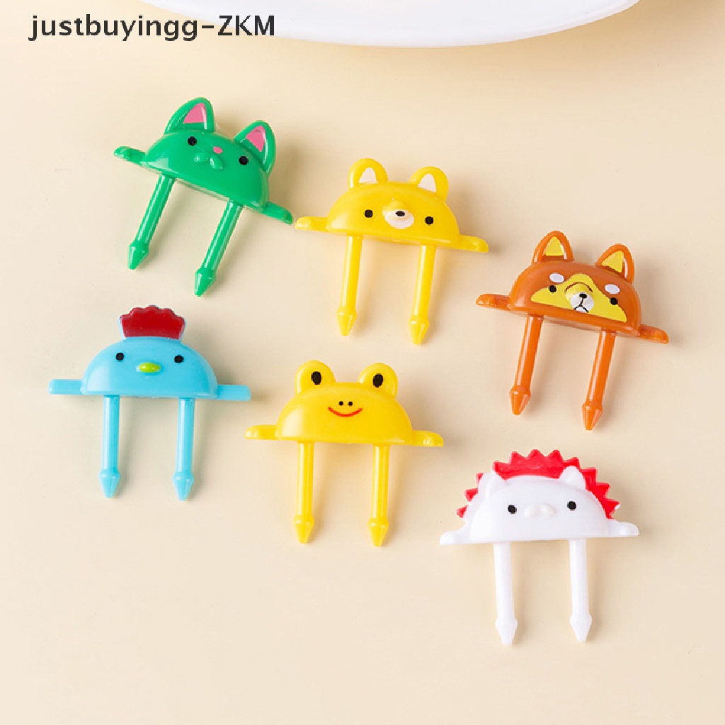 [justbuyingg] 6Pcs Cartoon Animal Fruit Fork Cute Dessert Food Fork Chick Fox Frog Bento Fork [zkm]