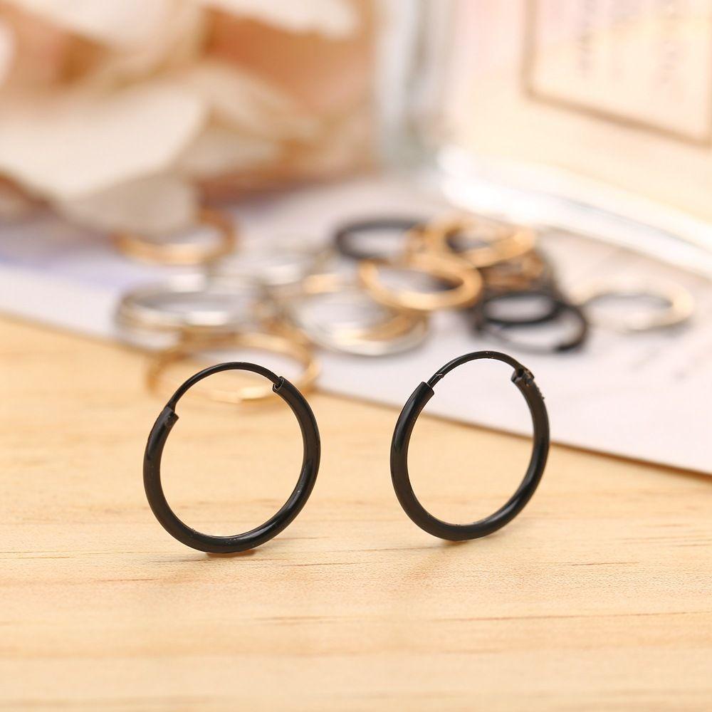 Top Cartilage Piercing Loop Punk Warna Perak Hip Hop Perhiasan Anting Hoop