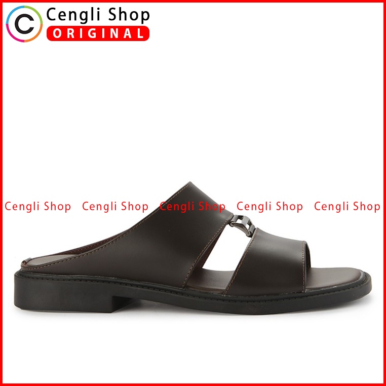 SANDAL CASUAL JIM JOKER PRIA ORIGINAL SLIDE KULIT BRANDED COKLAT JJ46