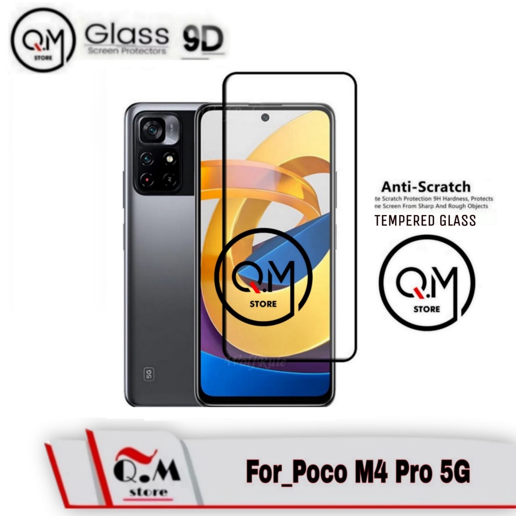 Paket 2IN1 Tempered Glass Layar Xiaomi Poco M4 Pro 5G Anti Gores Screen Guard Pelindung Full Layar