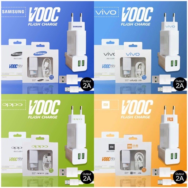 Charger Vivo Vooc Fast Charging 2Ampere 2port USB