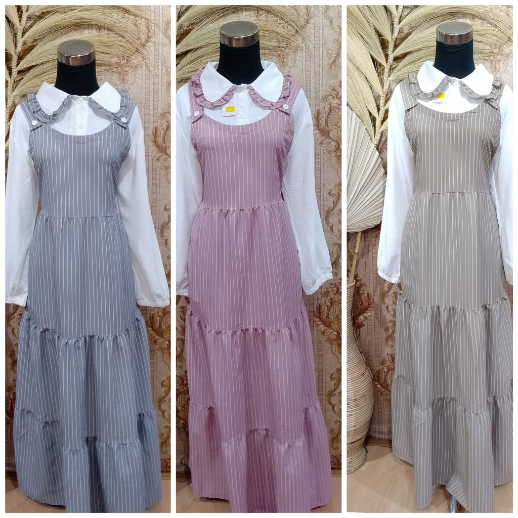 ♥️Nitaranz♥️Gamis REB Matt Crinkle Korean // Gamis Salur // Kerah Rebah