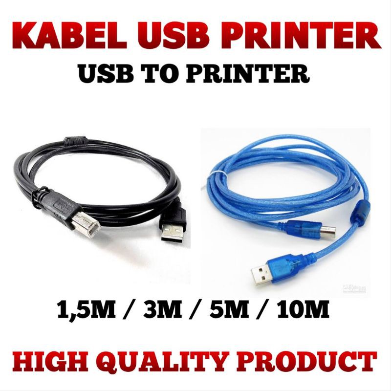 KABEL PRINTER USB ( USB DATA PRINTER ) 1M / 1,5M / 3M / 5M / 10M ( meter ) HIGH QUALITY TERMURAH