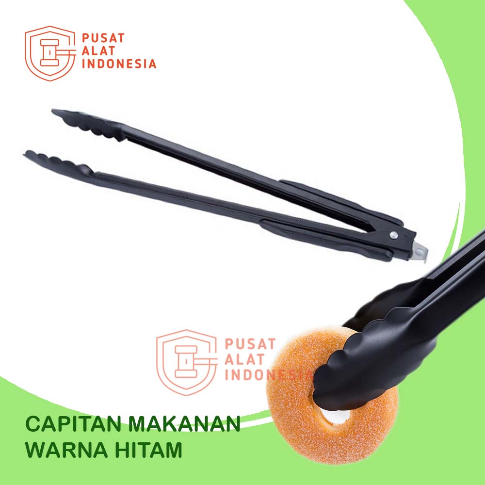 PENCAPIT MAKANAN CAPITAN GORENGAN STAINLESS 25 CM CAPIT DAPUR U151 PENJEPIT TAHAN PANAS JEPITAN PENJAPIT HITAM