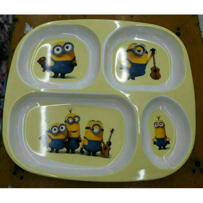PROMO  Piring makan anak melamin 4 sekat karakter kecil