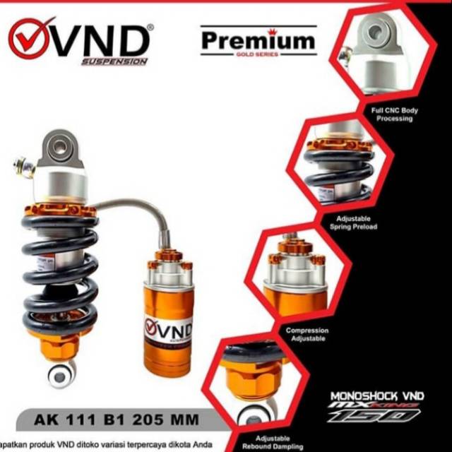 shock vnd racing tabung monoshock rebound vixion mx king satria