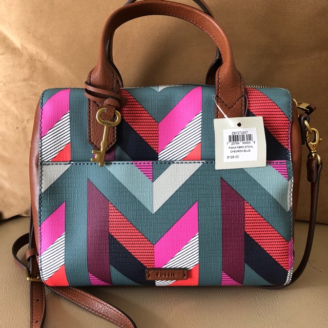Fossil fiona satchel chevron