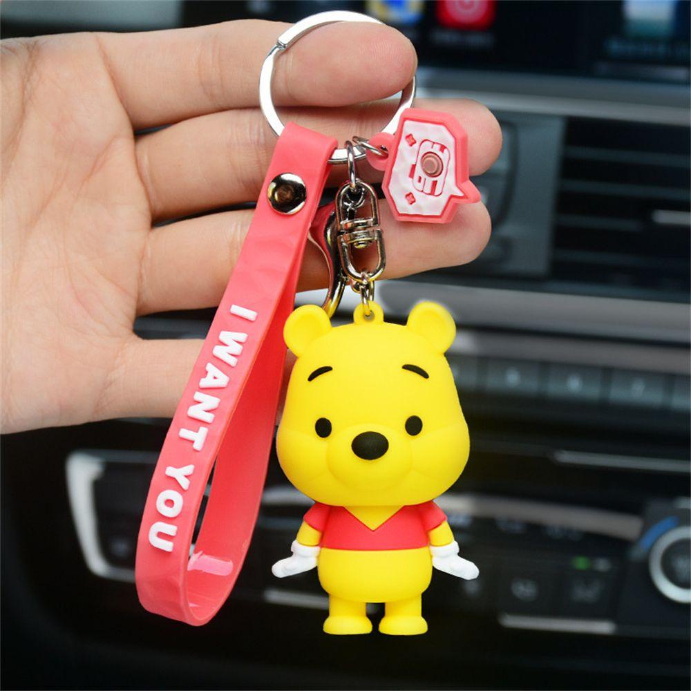 R-flower Anime Gantungan Kunci Model Hadiah Kartun Mobil Gantungan Kunci Liontin Aksesoris Perhiasan Stitch Figure Keyring