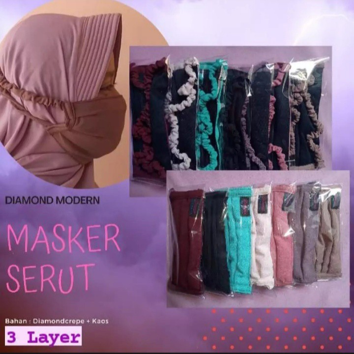 Masker Serut Diamondcrepe-Kaos 3 Lapis / Masker Polusi / Masker Polusi / Masker Debu