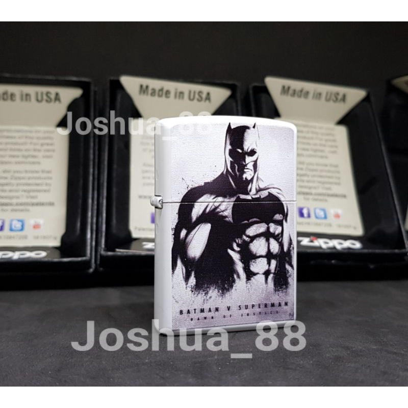 Zippo Custom Korek Api White Matte Versi Batman Vs Superman Dark Knight