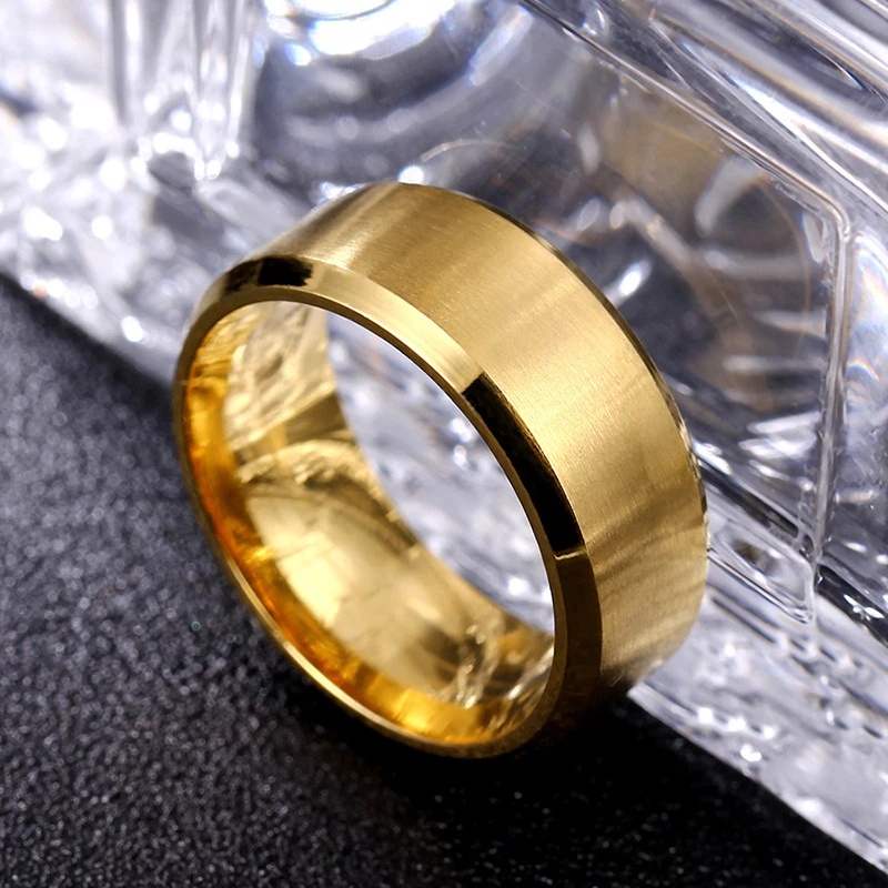 Stainless Steel Double Beveled Frosted Finger Ring / Brushed Polishing Ring / Anti-scratch Surface Jewelry Accessories