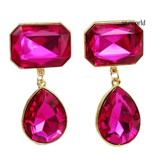 OW@ Luxury Women's Teardrop Acrylic Gemstone Ear Stud Statement Earring Jewelry