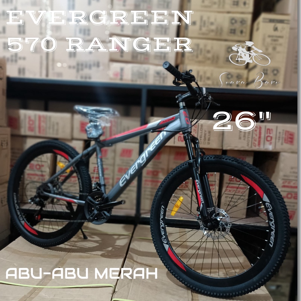 Sepeda Gunung MTB EVERGREEN RANGER 570 26 Inch New Steel 21 Speed