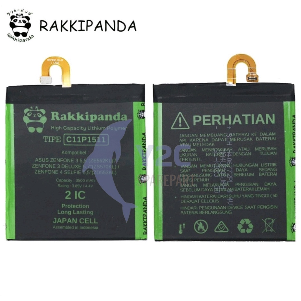 RAKKIPANDA C11P1511 FLEXI BENGKOK ASUS ZENFONE 3 5.5 ZE552KL / ZENFONE 4 SELFIE 5.5 ZD553KL / ZENFONE 3 DELUXE 5.7 ZC570KL BATERAI BATRE BATERE BATREI BATRAI DOUBLE POWER