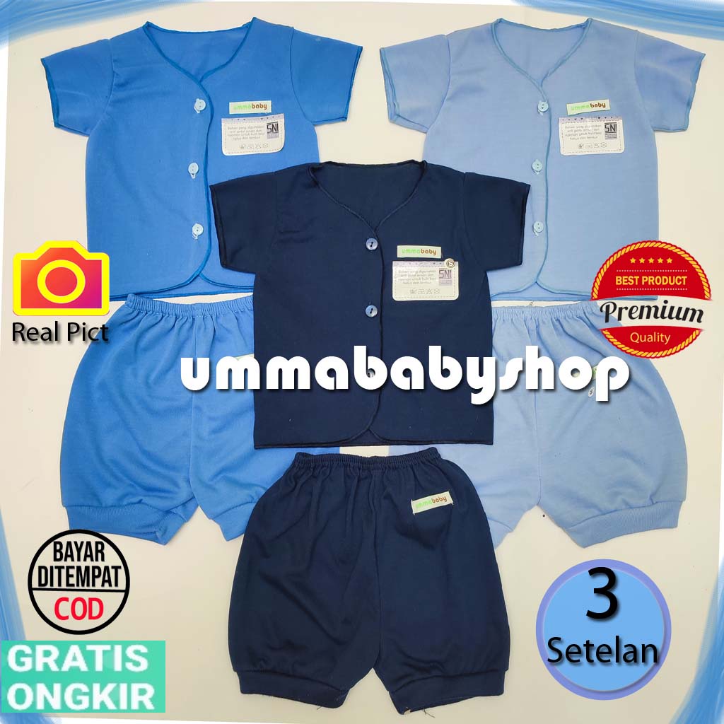 6 pcs / 3 Set Setelan Baju Bayi Baru Lahir Lengan Pendek Katun Halus Lembut SNI Baju Celana Paket Newborn Baby Perlengkapan Bayi Baru  Lahir Gift Kado Bayi Laki Perempuan