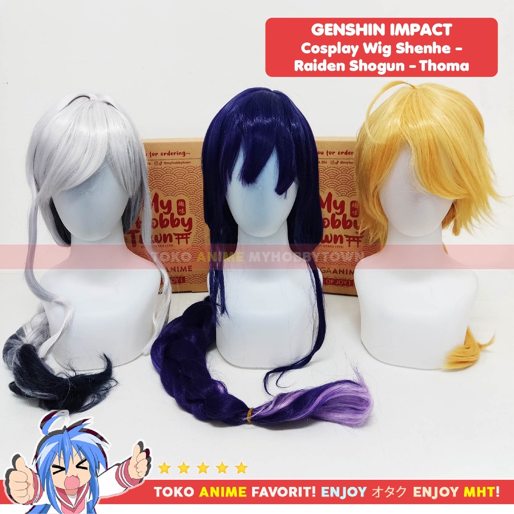 Wig Cosplay Anime Game Genshin Impact : Thoma - Rambut Palsu