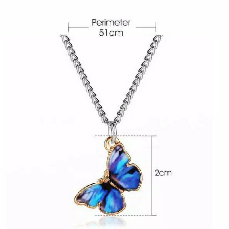 Kalung Kupu Kupu Biru Butterfly Necklace Clavicle Blue Korea Jennie PGM K70