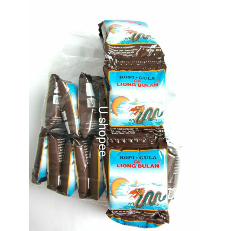 

Kopi asli cap Liong bulan plus gula 1 pack isi 20 sachet