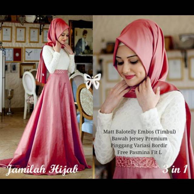 Jamila Hijab Bahan Baloteli Embos Mix Jersey Premium Aplikasi Bordir New Ori Faza Store