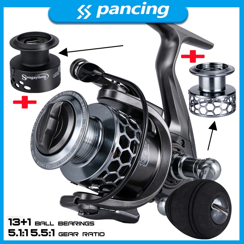 Sougayilang Fishing Reel Gulungan Pancing 13+1BB 5.2:1Gear Max Drag 5-12kg Reel Pancing For Gift Free Spool rell pancing