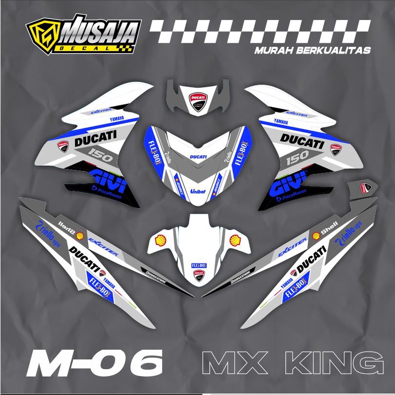 Decal MX stiker variasi king full body putih ducati - decal mx king full body putih abu abu simpel c