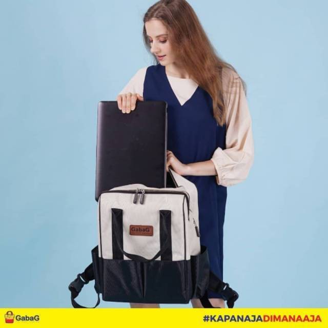 Cooler Thermal Bag GABAG DAMAR Backpack Ransel Diaper Tas Laptop ASI Bayi - Free 2 Ice Gel Besar