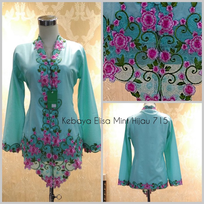 Kebaya pesta Kebaya Katun Bordir 5 Warna Elisa Hijau Mint   Hijau Mint  M Limited