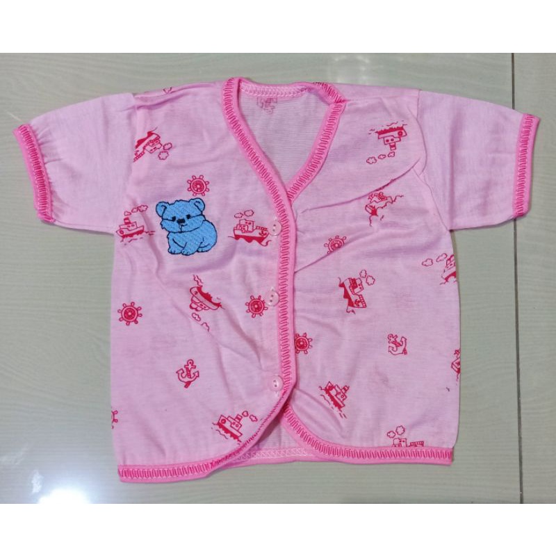 Baju Bayi Baru Lahir Lengan Pendek Katun WARNA Atasan Bayi Ukuran New Born Perlengkapan Bayi Baru Lahir Lusinan