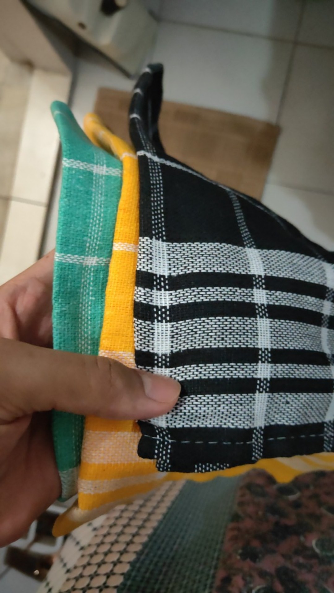 Murah 3pc Lap Piring Kotak / Serbet / Lap Piring Warna Terang