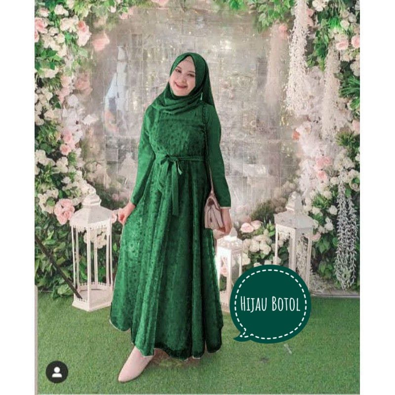 BJ - Maxi JELITA Wanita - Maxi Dress Kekinian - Bahan Moscrepe Kombi Tile Size L LD 100 - Gamis Dress Terbaru - Gamis Kondangan - Fashion Muslim