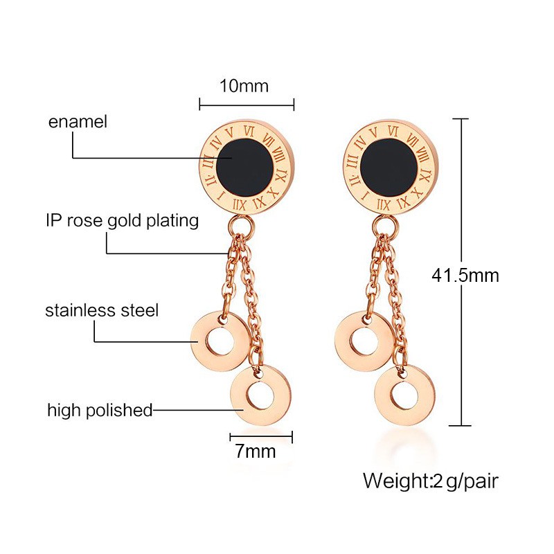 Anting Titanium Rose Gold Asli Wanita Fashion Anti Karat Murah AA038 motif pesta elegant mewah