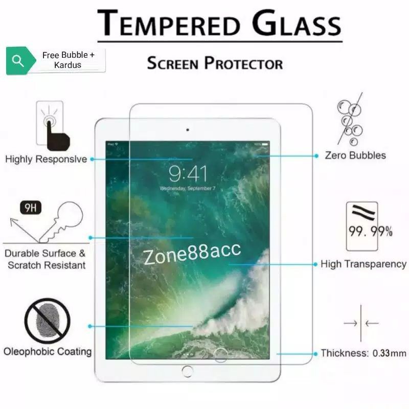 Ipad 7 8 9 10.2inci antigores tempered glass bening Screen Guard protector TG High Quality