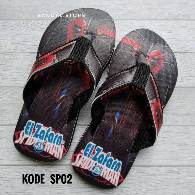 SANDAL CUATOM NAMA ANAK/DEWASA KARAKTER SPIDERMAN GRATIS CUSTOM SUKA SUKA