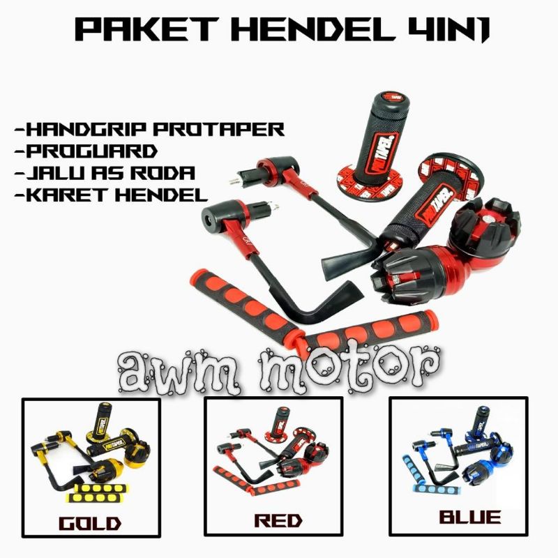 Paket 4 item Proguard L Handgrip Protaper Jalu As Dan Karet Handle Rem Universal Semua Motor