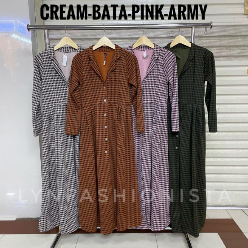 LYNFASHIONISTA-CARDIGAN WANITA MUSLIM PANJANG MOTIF HONSUT KANCING HIDUP PREMIUM/PRISKA