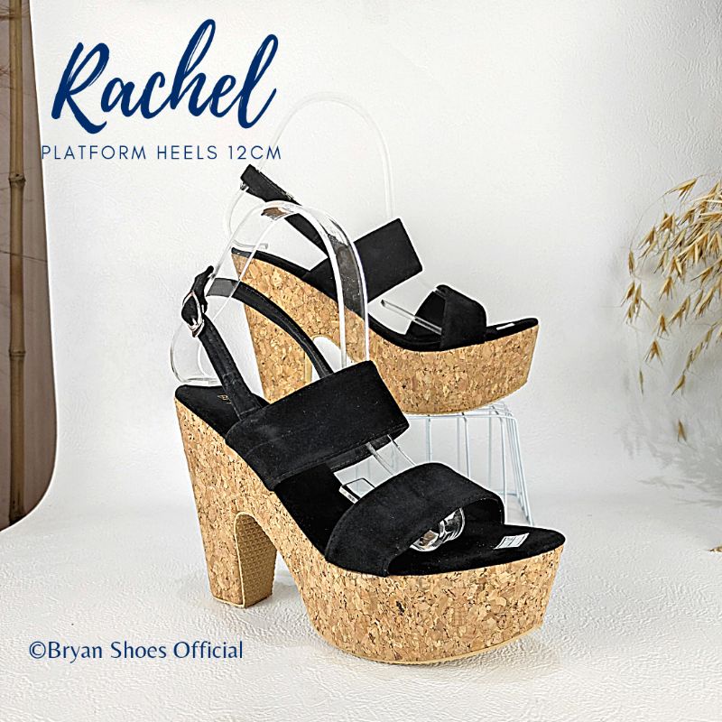 Bryan Rachel Platform Heels Silang 12cm Hak Tahu Kelom Berkualitas Sol Tebal