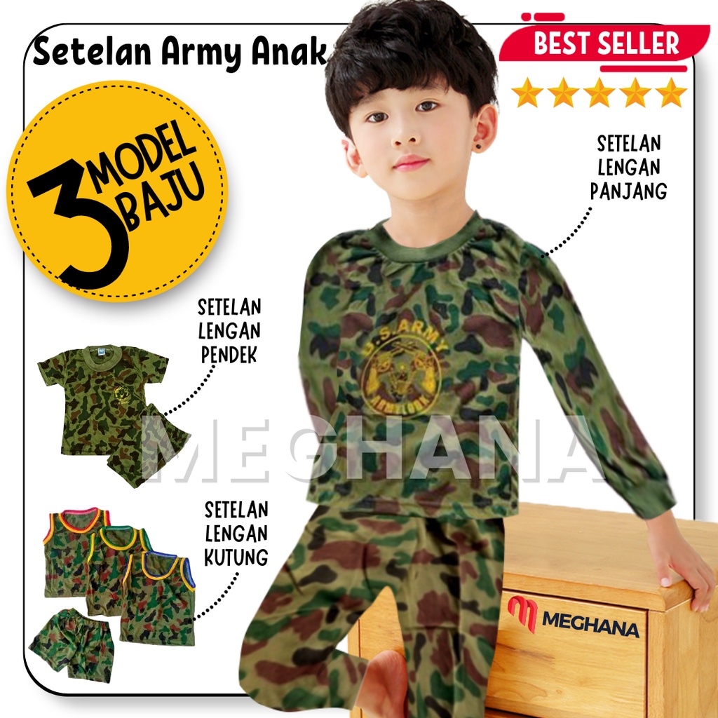 Setelan baju army panjang/baju doreng anak/baju army baju abri/baju tentara anak/baju tidur army