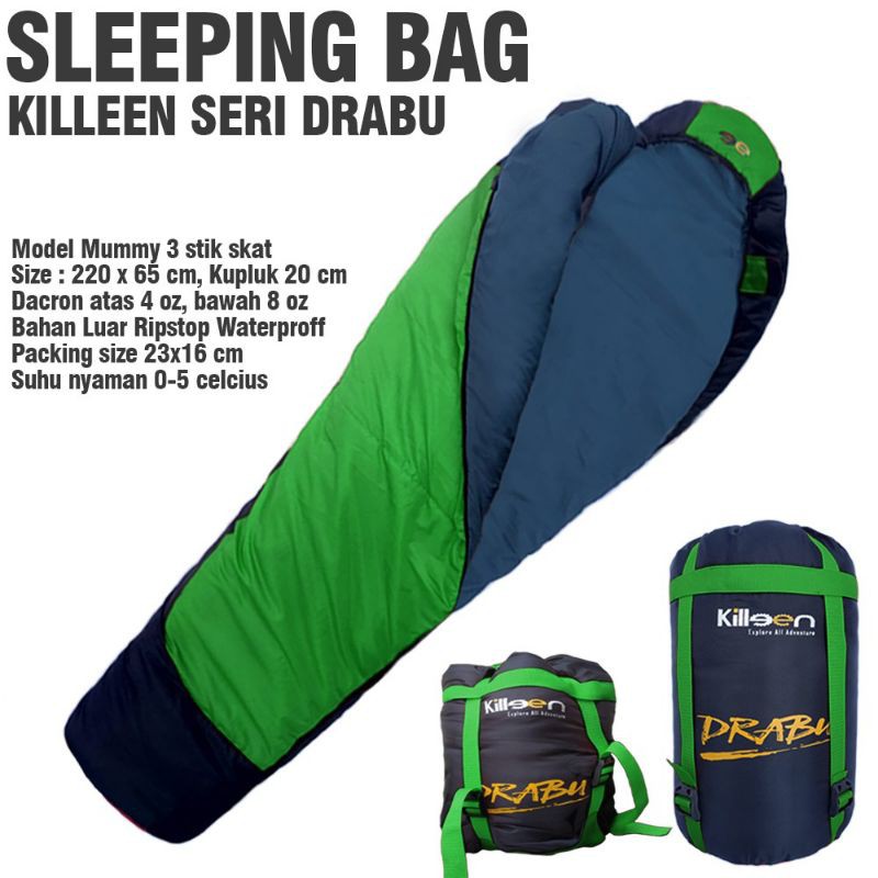 Jual Sleeping Bag Extreme Mummy Waterproof Dacron Killeen Drabu