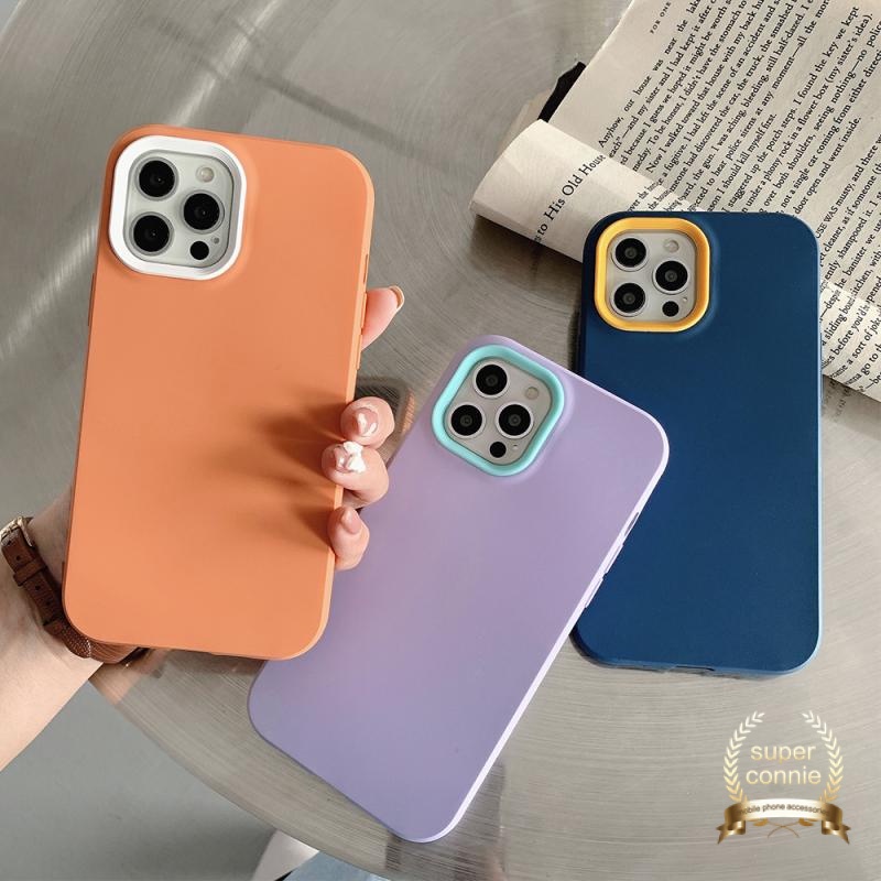 Soft Case Silikon Tpu 3 In 1 Warna Solid Tahan Banting Anti Jatuh Untuk Iphone 6 6s 7 8 Plus 11 12 13 Pro Max X Xr Xs Max Se 2020