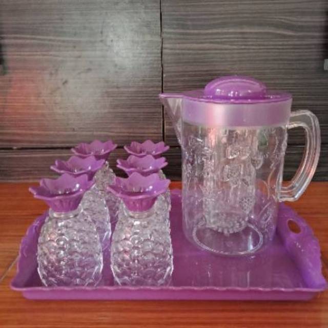 Teko set golden sunkist teko murah teko unik gelas nanas golden sunkist
