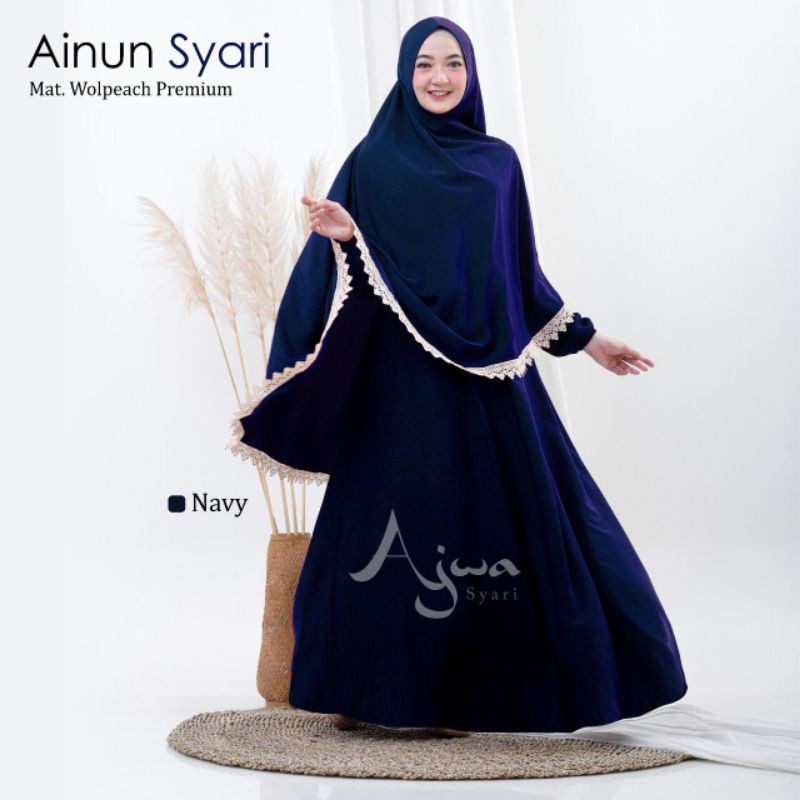 gamis set bergo Ainun syar'i original ajwa
