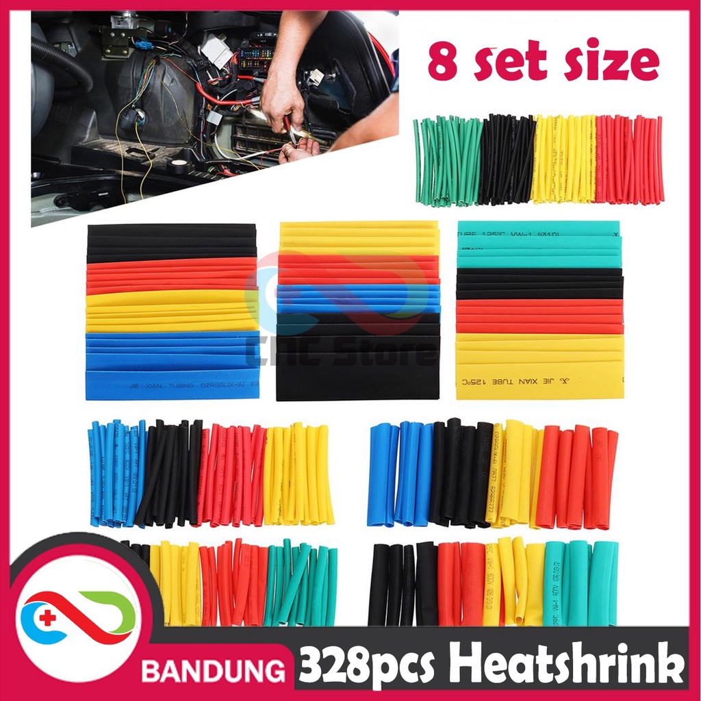 Colorful HeatShrink Tubing Cable Wire Tubes Set 8 Size 328pcs