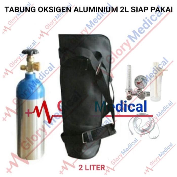 Regulator Tabung Oksigen Portable Travel 2 Liter Komplit(Tabung-Regulator-Nasal)
