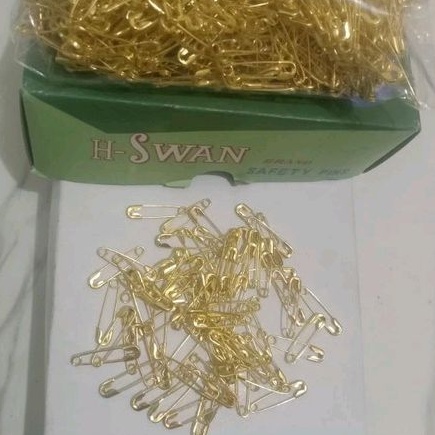 peniti H-Swan panjang 2cm warna gold per 1 lusin peniti kecil