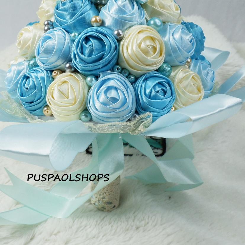 ♝ hand buket pengantin handbuket pita satin buket bunga 01 ✴